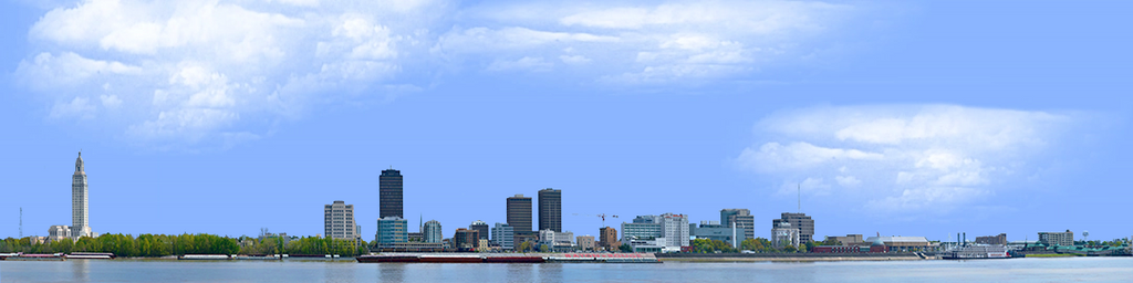 Baton Rouge Skyline left with water
