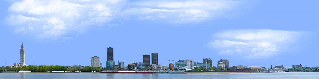 Baton Rouge Skyline left with water