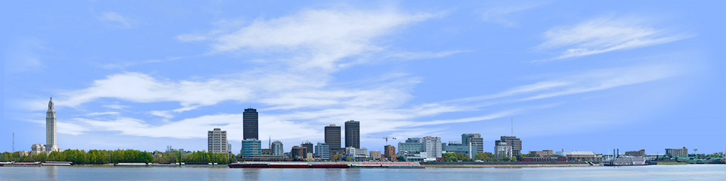 Baton Rouge Skyline left with water