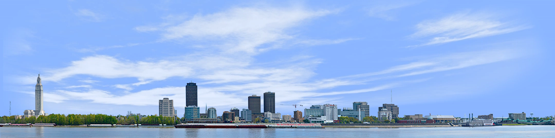 Baton Rouge Skyline left with water