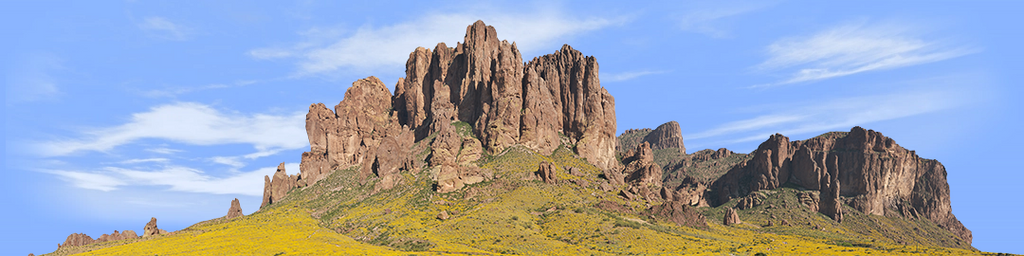 Blooming Desert Mountain Peak Lost Dutchman State Park Arizona