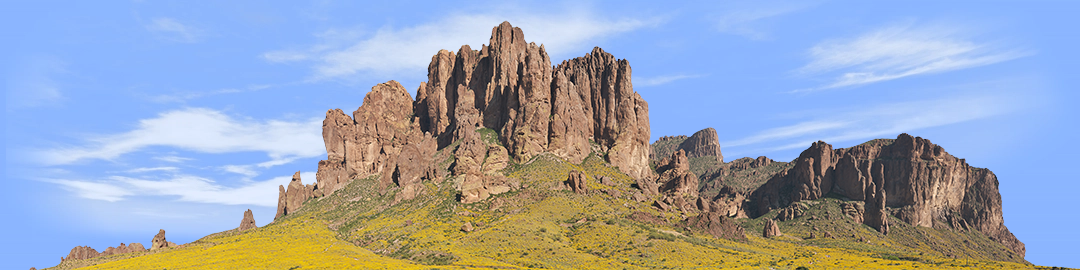 Blooming Desert Mountain Peak Lost Dutchman State Park Arizona