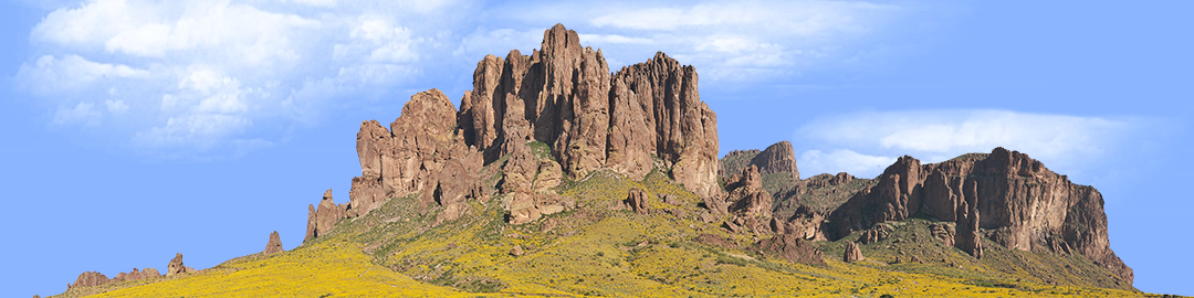 Blooming Desert Mountain Peak Lost Dutchman State Park Arizona