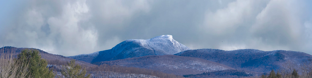 Camel Hump Mountain Vermont with Snow left