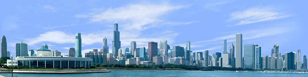 Chicago from Planetarium with water