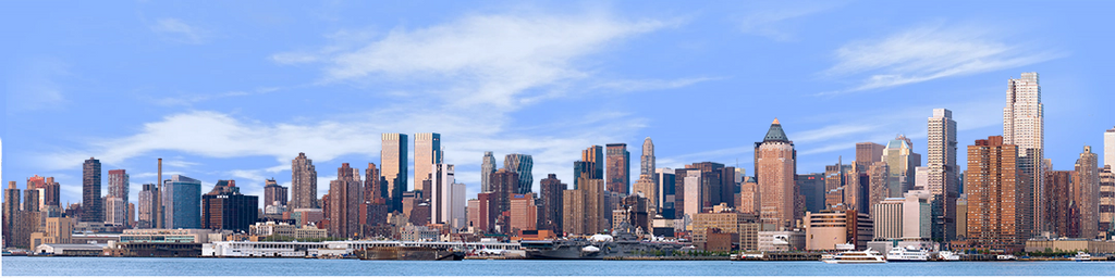 New York Manhattan Skyline Full with Water left side