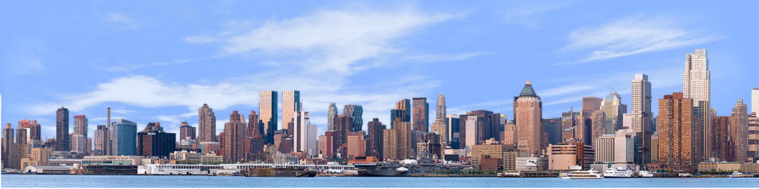 New York Manhattan Skyline Full with Water left side