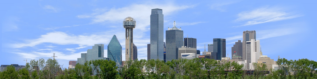 Dallas Skyline with Treeline left