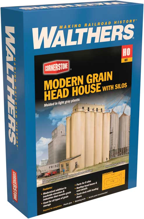 2942 Modern Grain Head House w/Silos HO