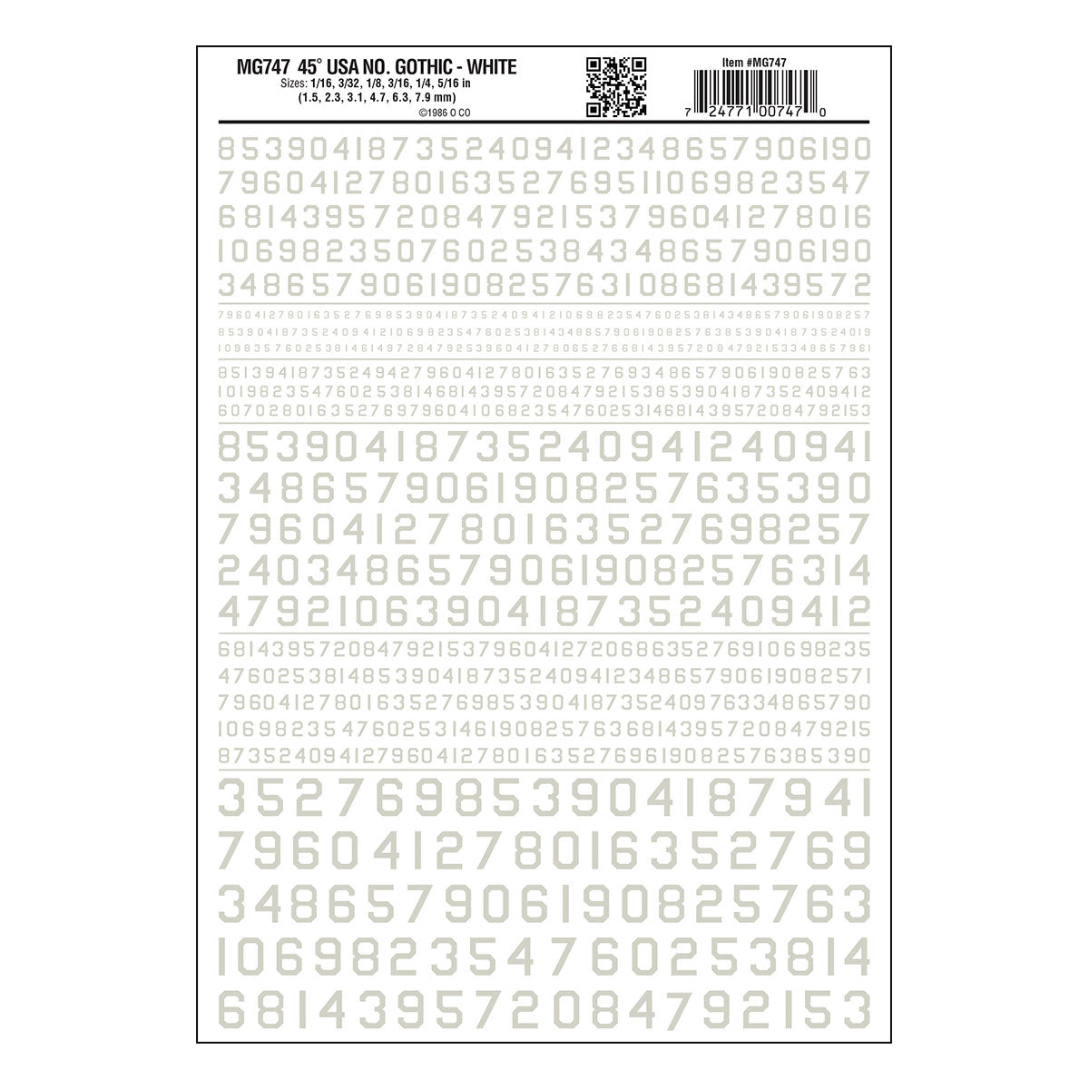 DT Gthc USA Nmbr 45Dg Wht
